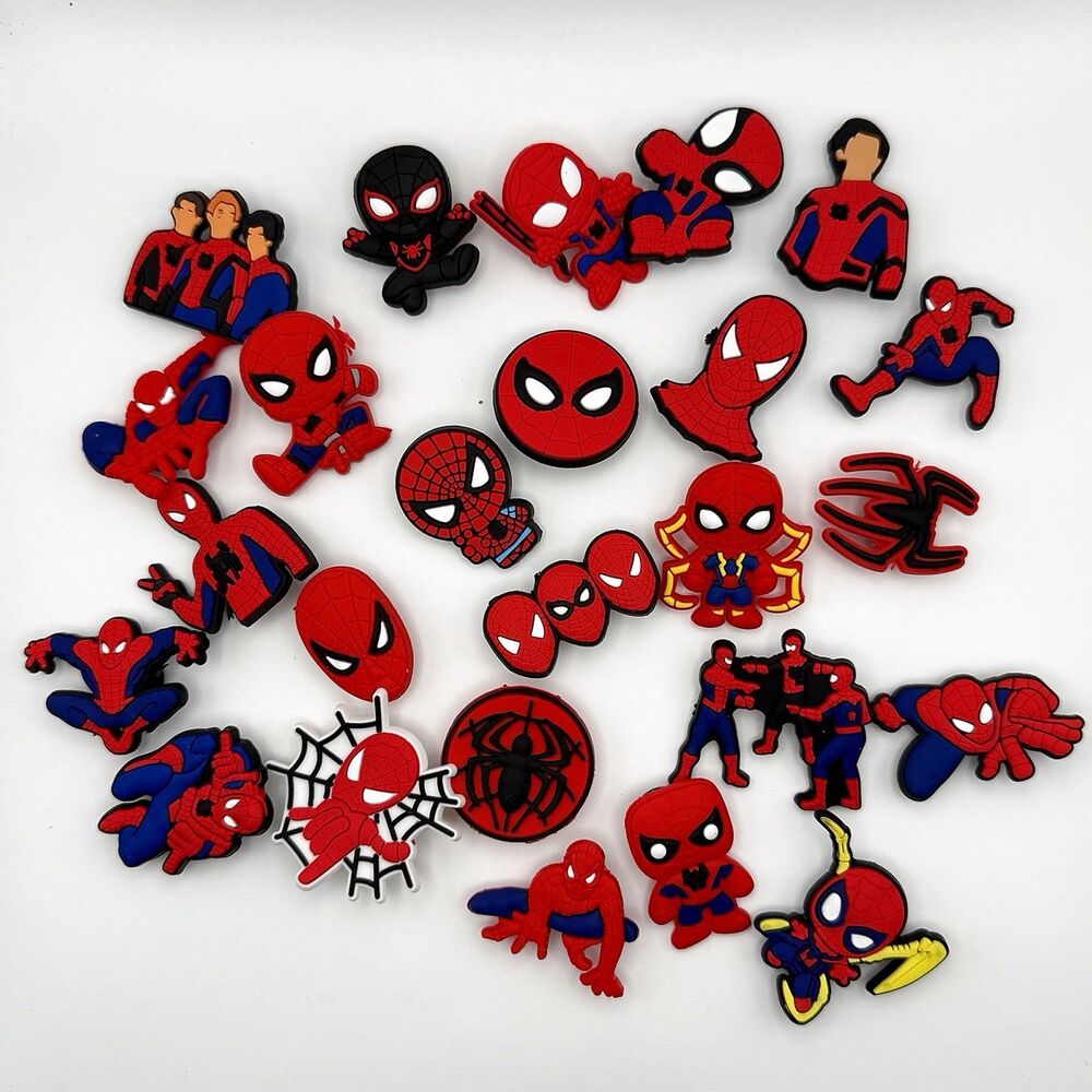 25 Piece Spider Man Superhero Shoe Charms for Clog Shoes Kids